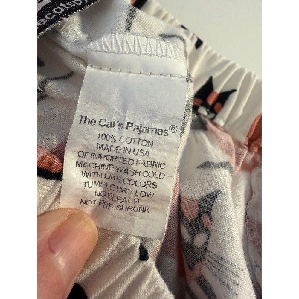 The Cat's Pajamas Siamese Cat Print Pajama Pants Small White Orange Good - Picture 7 of 7
